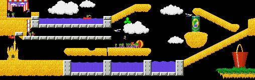 Overview: Lemmings 2: The Tribes, Amiga, Beach, 3 - Cannonball